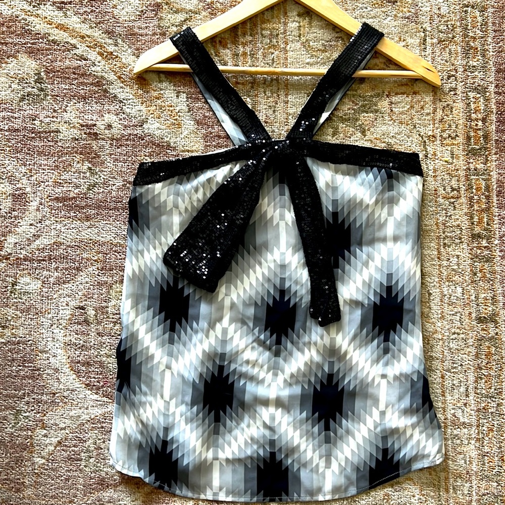 Tory Burch silk halter with sequin straps